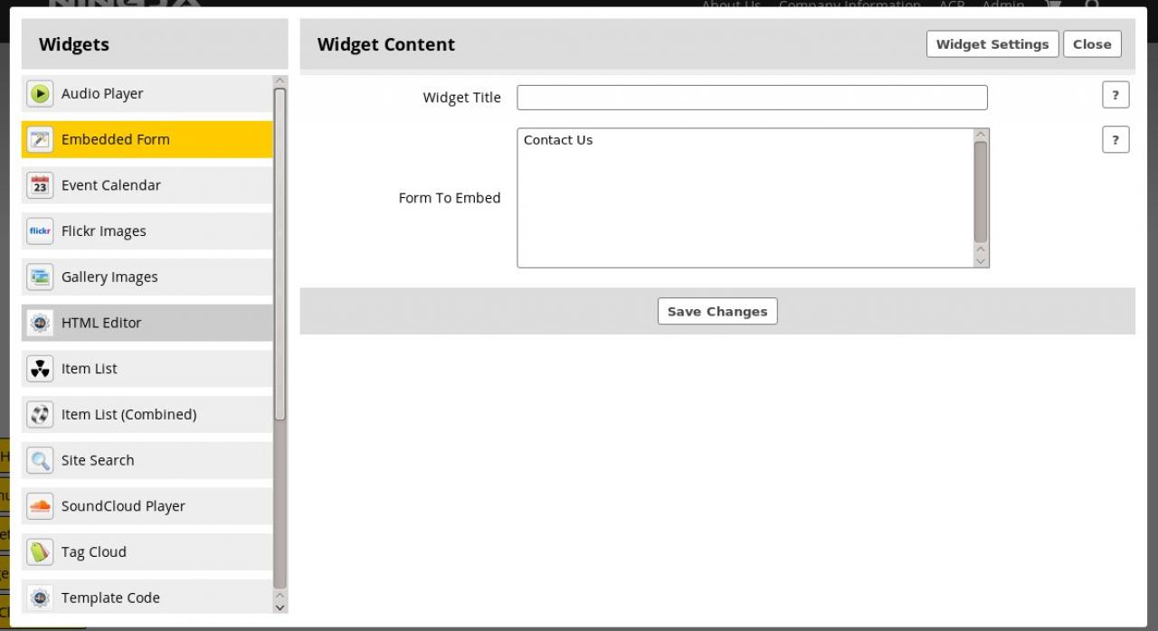 Widget: Embeded Form