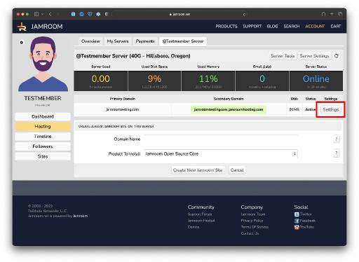 Delete an existing Jamroom Domain